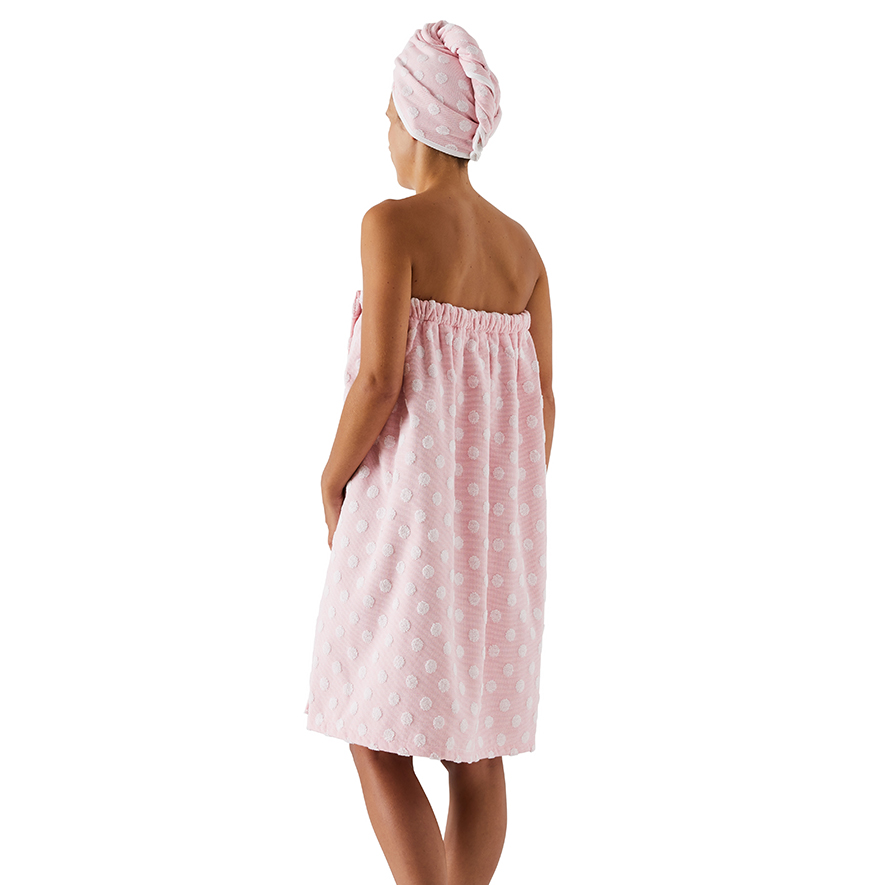 European Collection Polka Towel Wrap Blush Pink Adairs