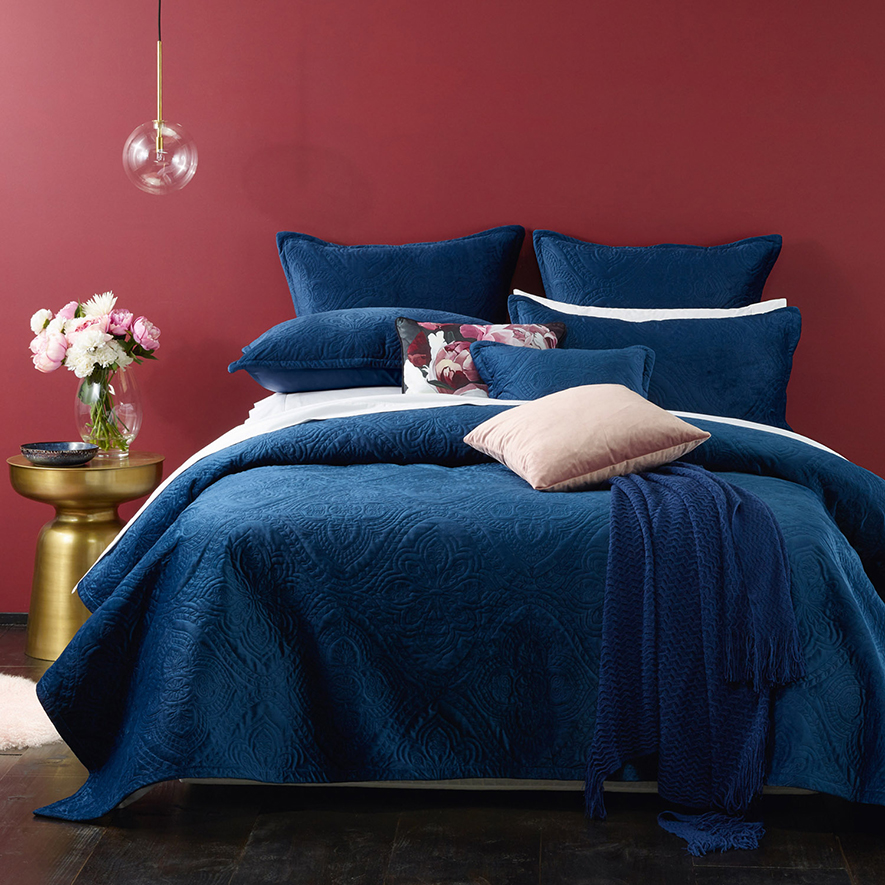 Navy blue store coverlet