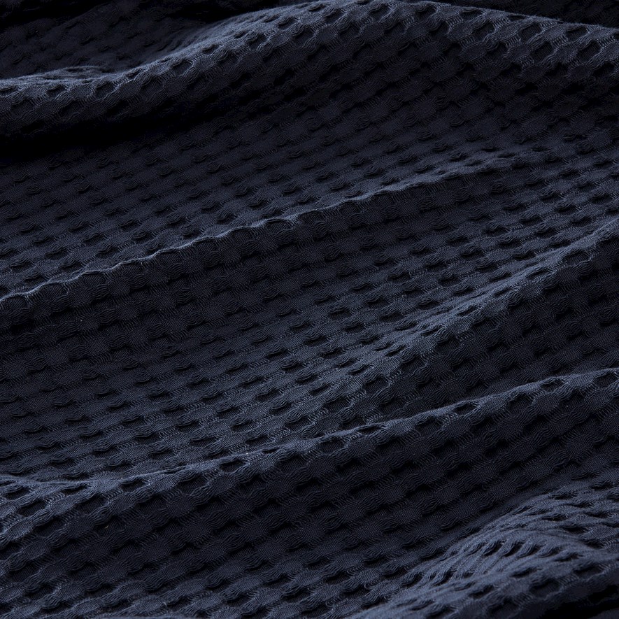 EuropeanTurkish Cotton Navy Waffle Blanket Adairs