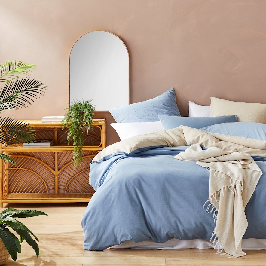 Dusty blue pillow store shams