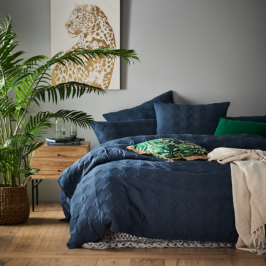 Cairo Quilted Denim Quilt Cover Set | Adairs