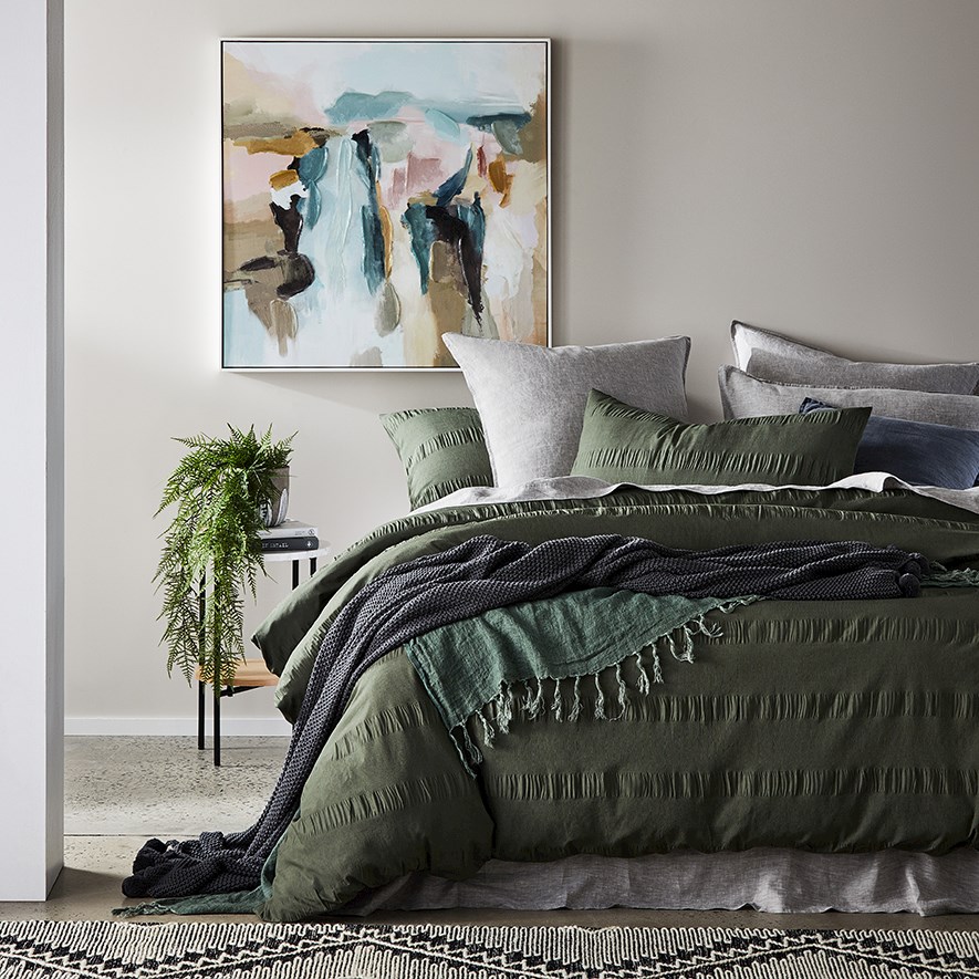 Rebekah Khaki Quilt Cover Set | Adairs