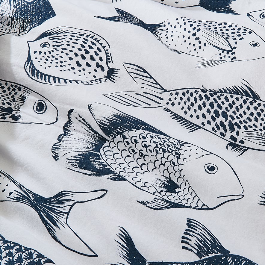 Something Fishy Navy Quilt Cover Set Adairs