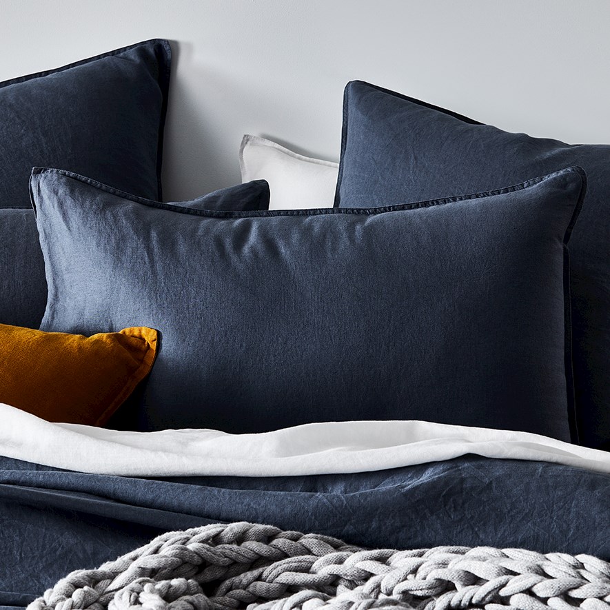 Home Republic - Vintage Washed Linen Steel Blue Pillowcase | Adairs