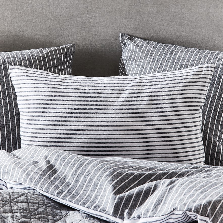 Vintage Washed Linen Indigo Stripe Pillowcase | Adairs