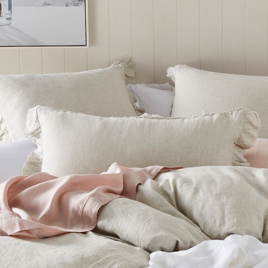 Linen ruffle pillow clearance cases