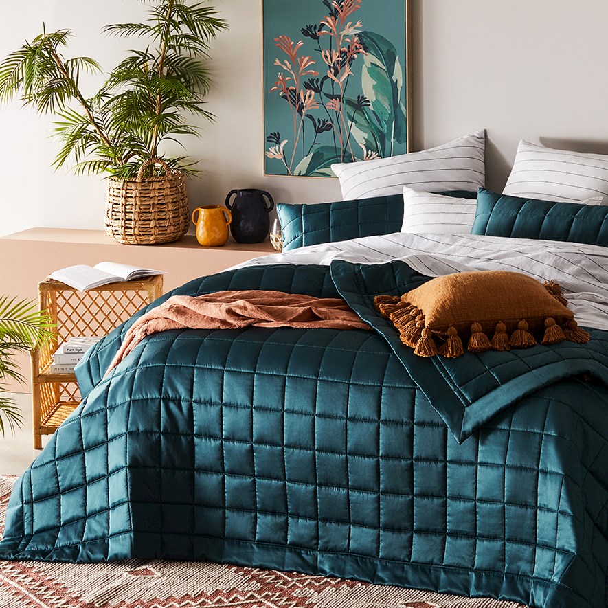 Teal quilted clearance bedspread