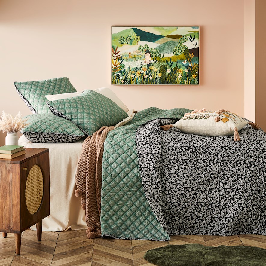 Green quilted deals bedspreads