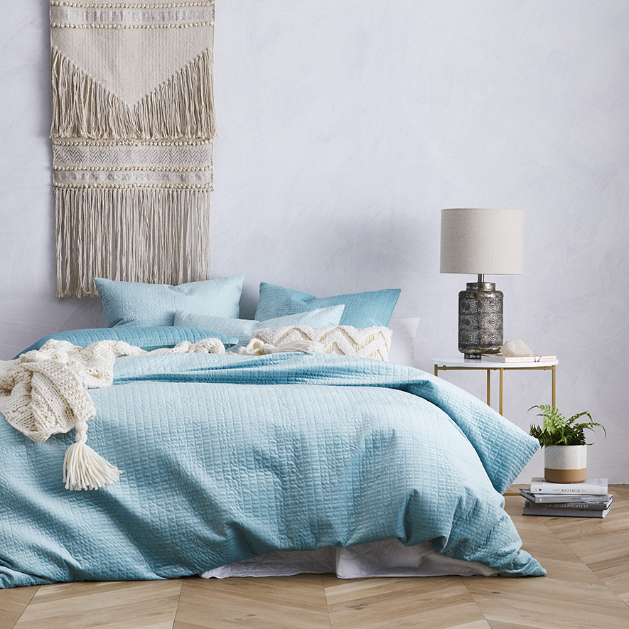 Luna Velvet Teal Quilted Quilt Cover Separates | Adairs