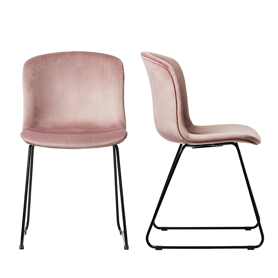 Blush pink best sale velvet dining chairs