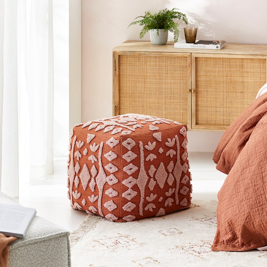 Orange pouf deals ottoman