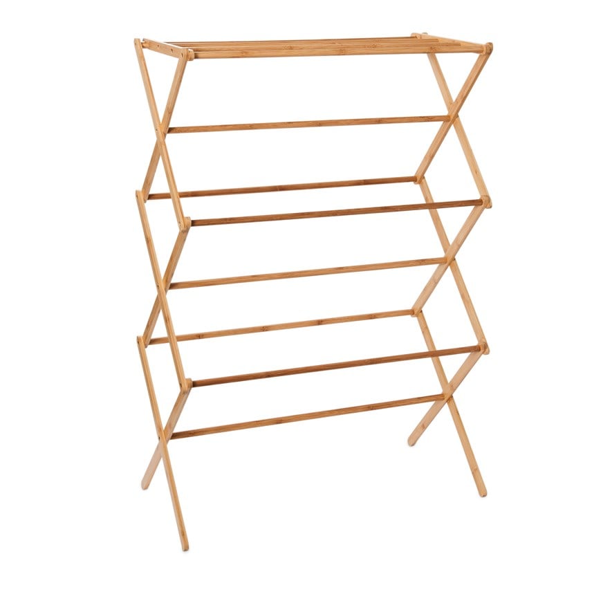 Bamboo Storage Range L72xW36xH105cm Natural Folding Drying Rack Adairs   48986 Nnaturaldryingrack Zoom 2 