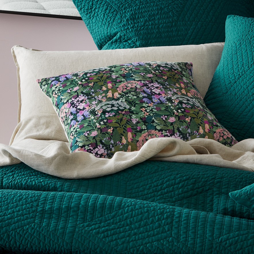 Green top floral pillows