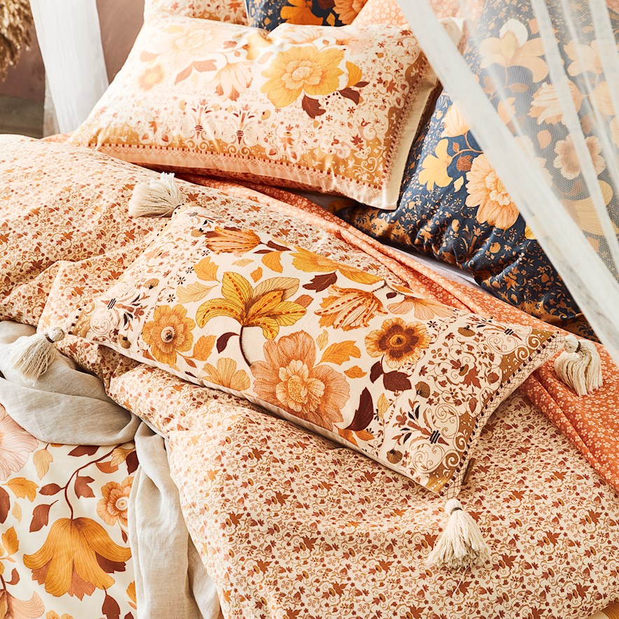 Orange floral clearance cushions