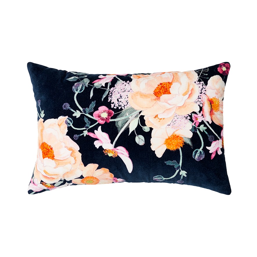 Navy top floral cushion