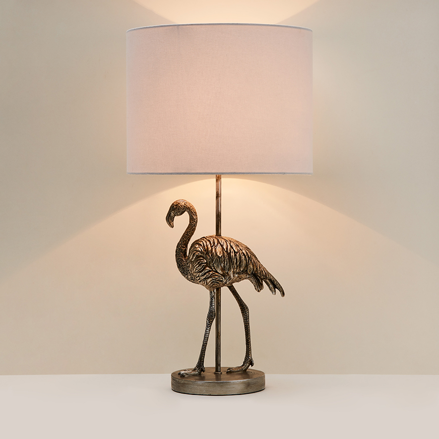 silver flamingo lamp