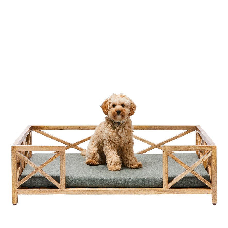 Bailey Natural & Sage Timber Pet Bed | Adairs