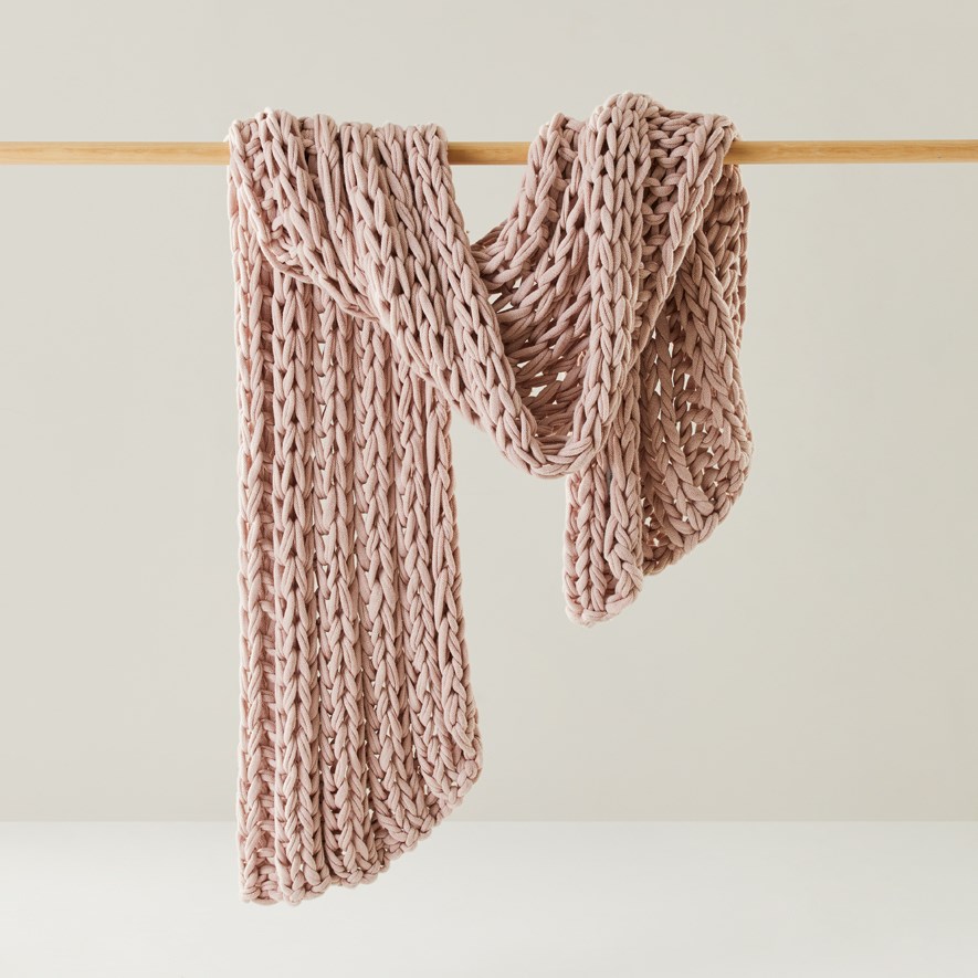 Dusty pink knitted throw hot sale