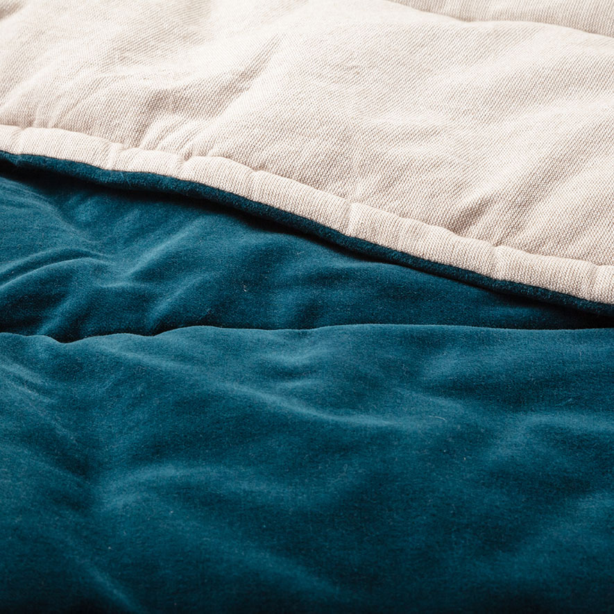 Bombay Teal Quilted Velvet Throw Adairs