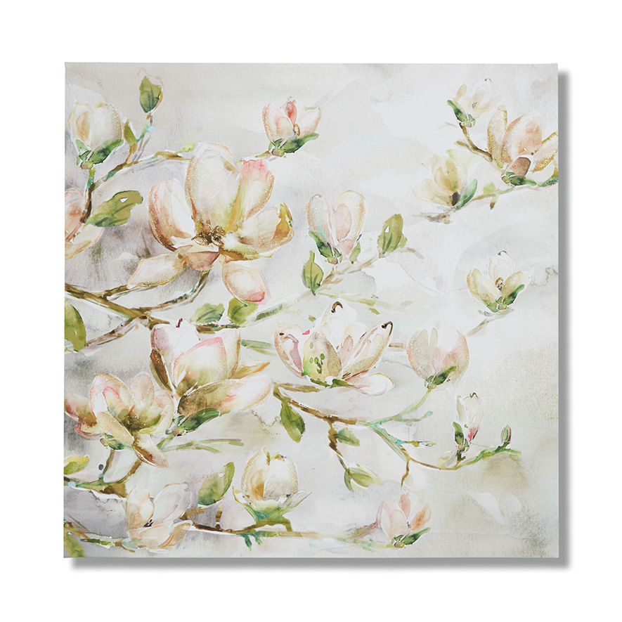 Magnolia Painted Canvas Blush Bloom | Adairs