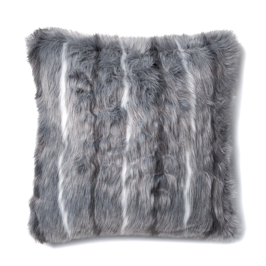 Montana Fur Grey Stripe Cushion | Adairs